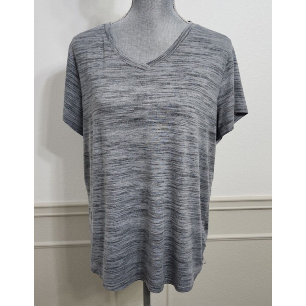 The Original Muk Luks Heather Grey Lounge Top Pink Accents Size L